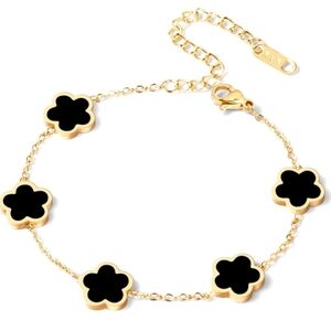 Clover Stainless Steel Gold Plated Elegant Bracelet.